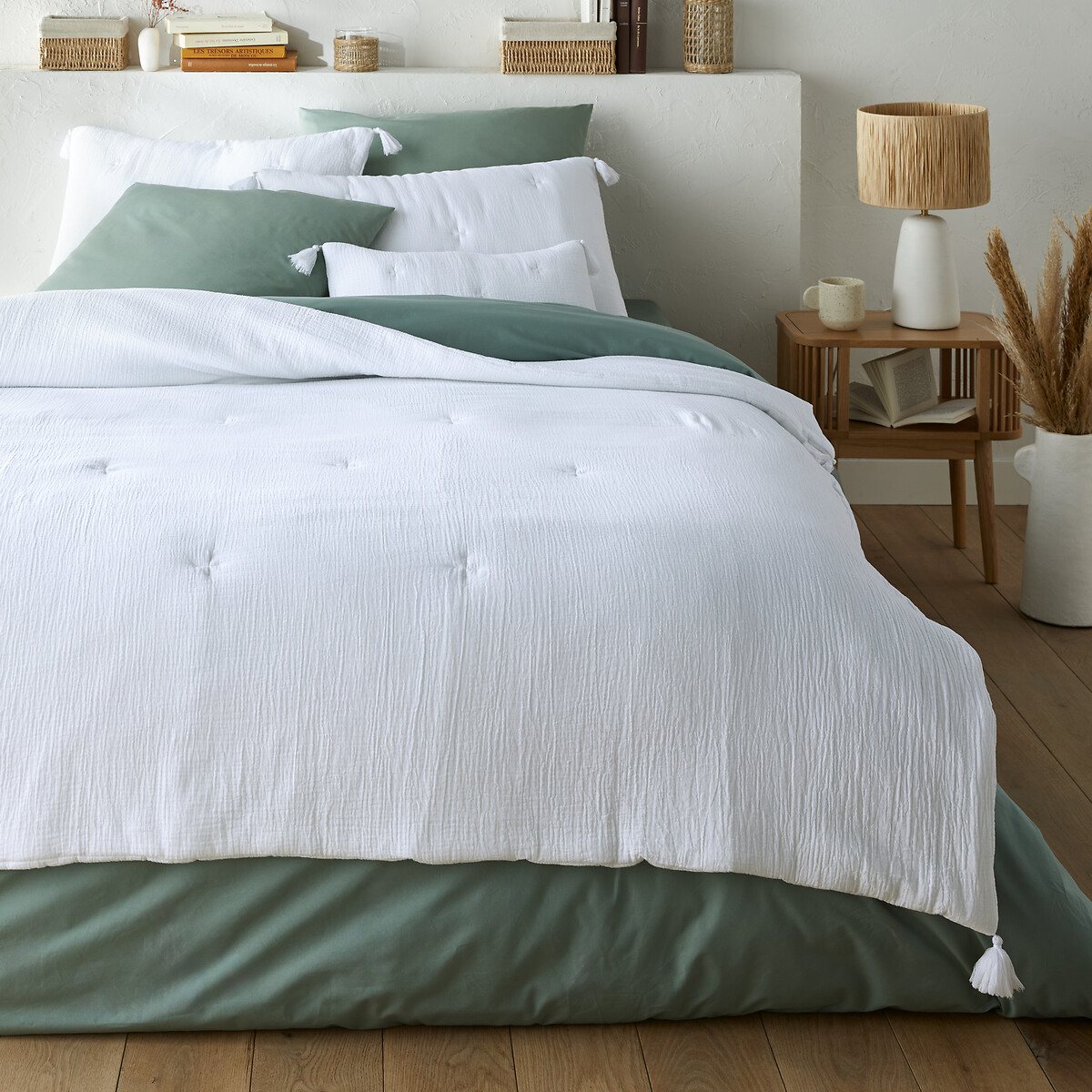 Housse de coussin matelassée gaze de coton, Kumla blanc, LA REDOUTE INTERIEURS