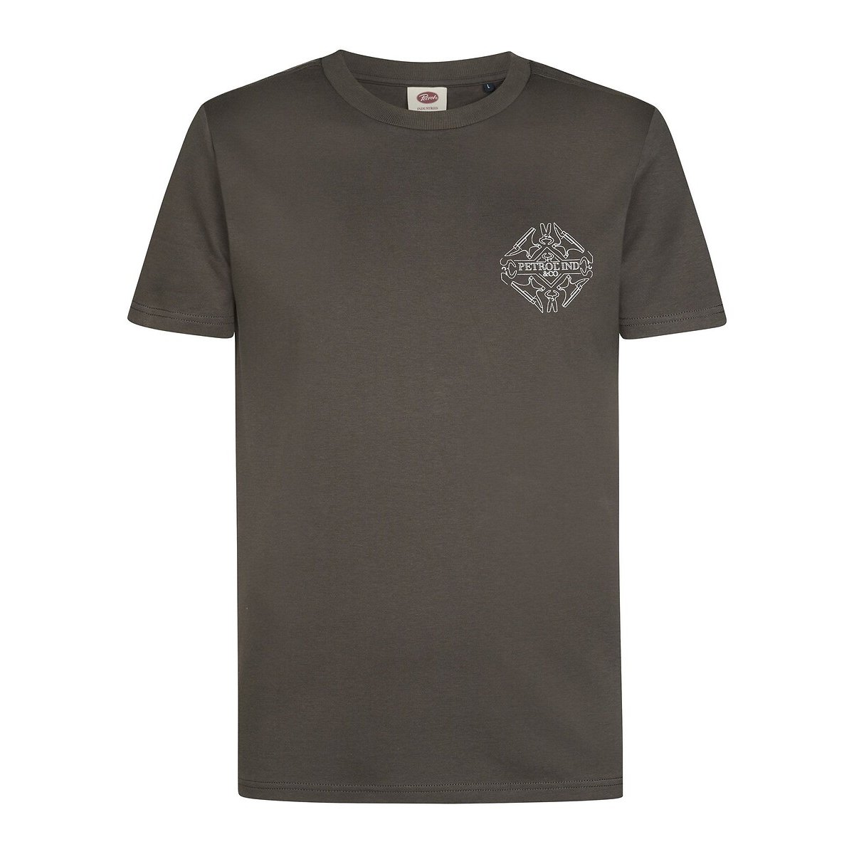 Back Print Short Sleeve T-Shirt green grey, PETROL INDUSTRIES