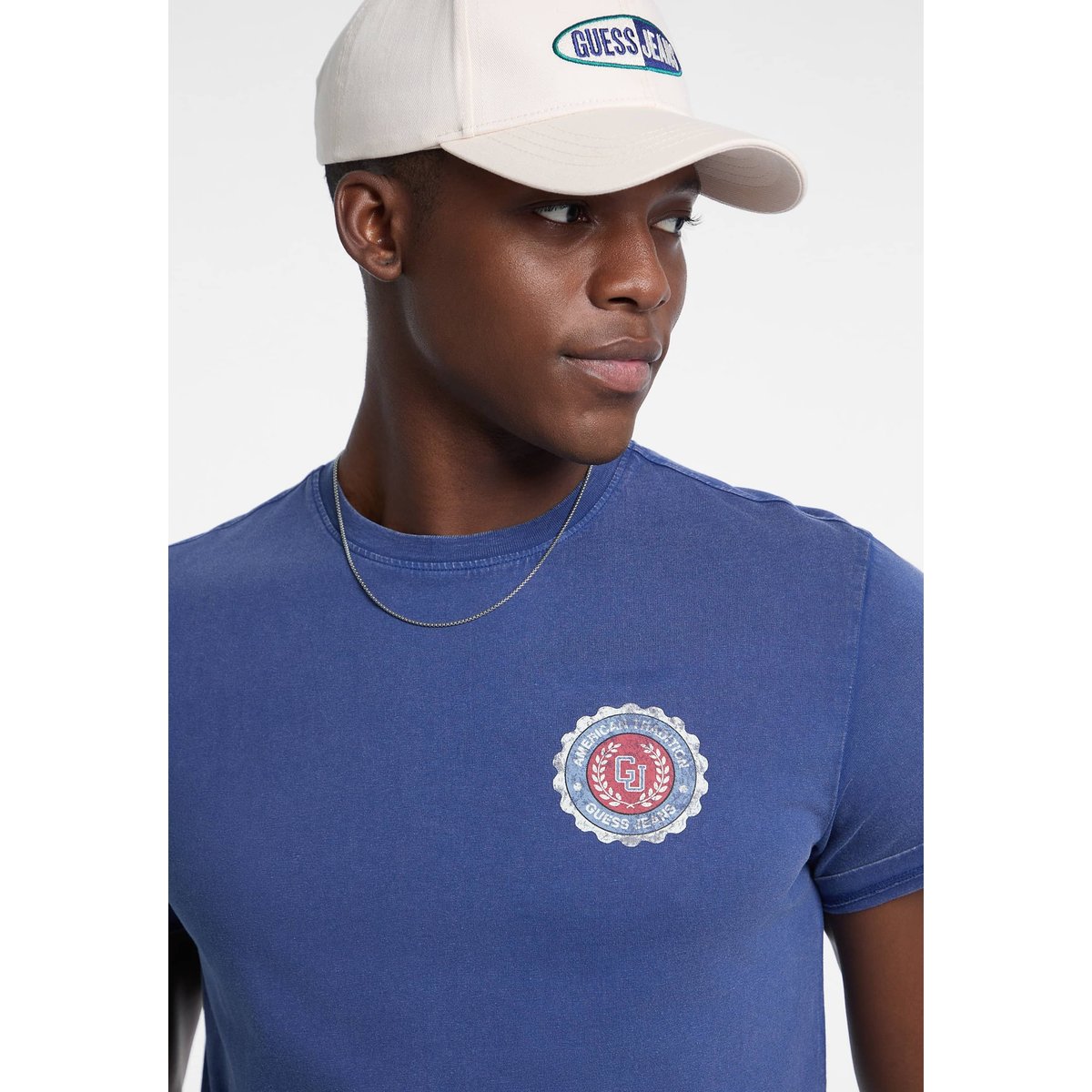 T-Shirt Slim Logo Dans Le Dos bleu, GUESS JEANS