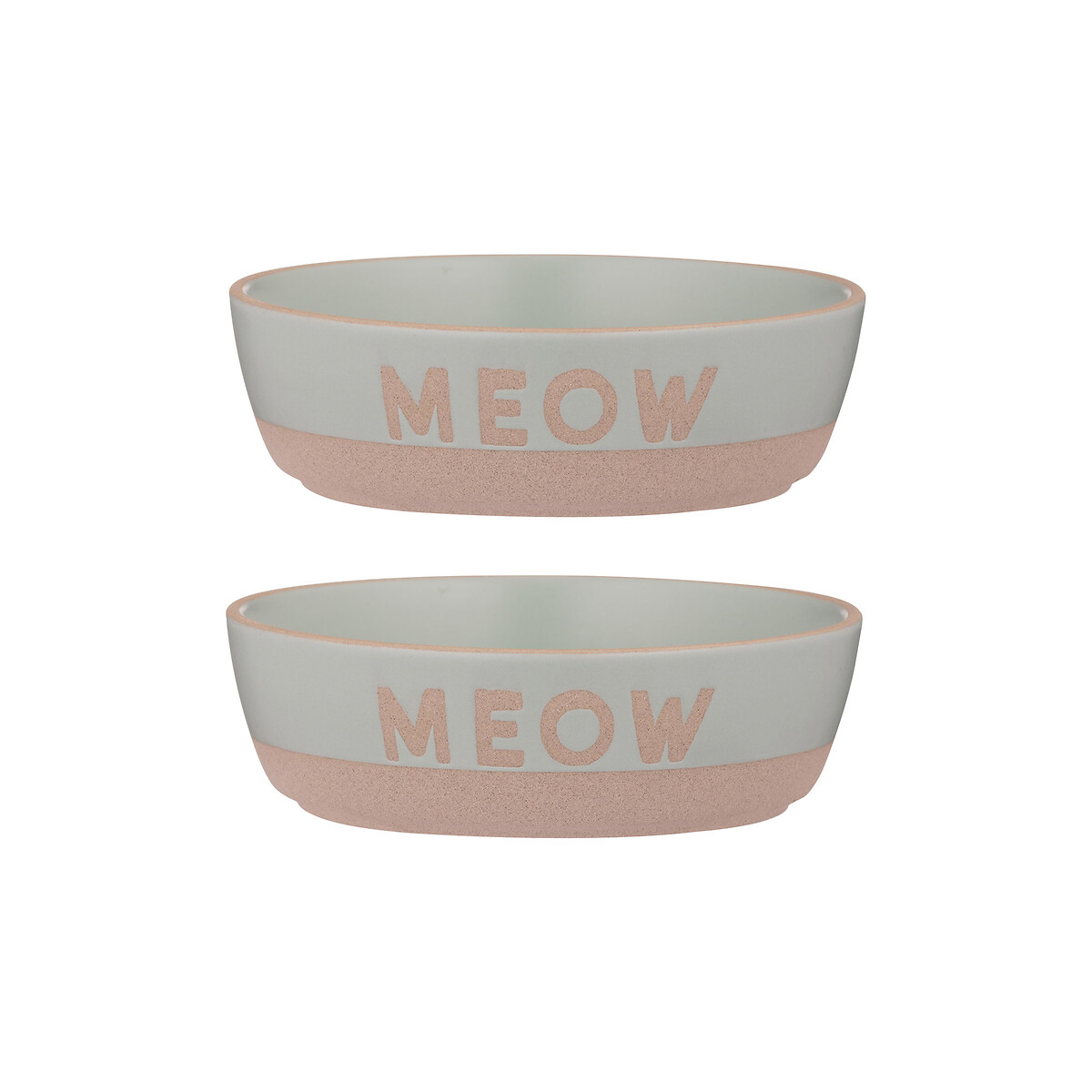 Set of 2 13cm Dip Glaze Bowls with Meow green, MASON CASH