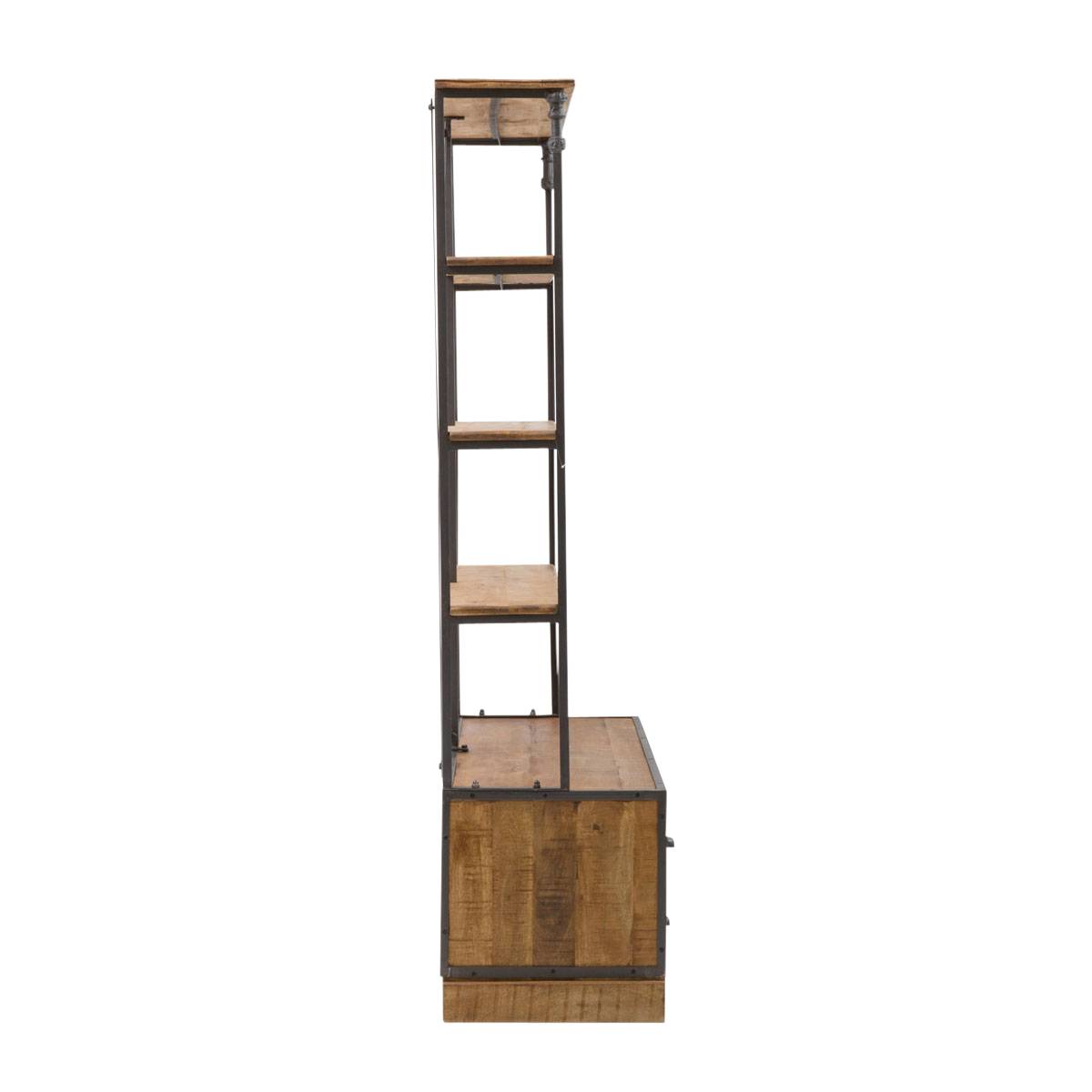Bibliothèque en métal et bois de manguier  MARCEL bois foncé, MADE IN MEUBLES 