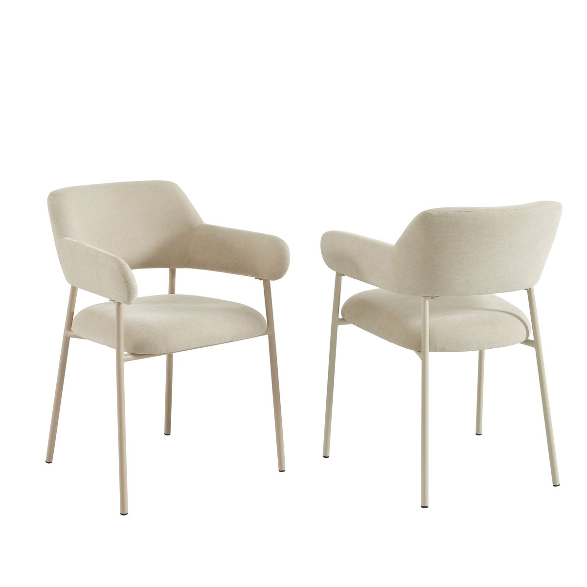 Fauteuils repas tissu glacé (lot de 2) IVAN beige, BAÏTA