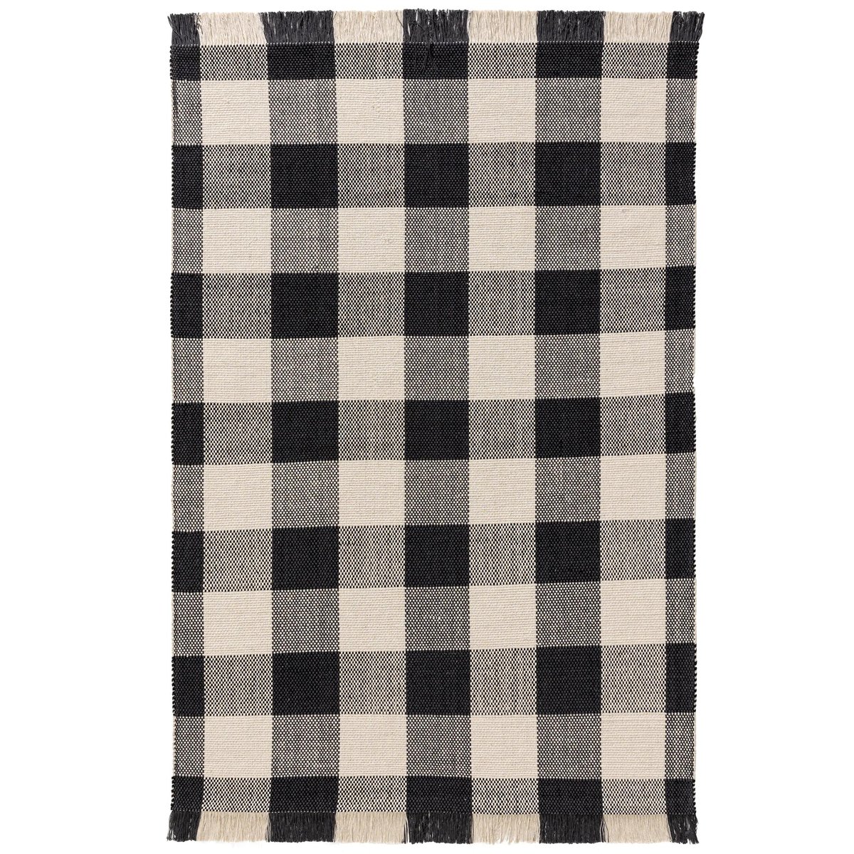 Tapis en coton tissé main LUCY noir/blanc, BENUTA 