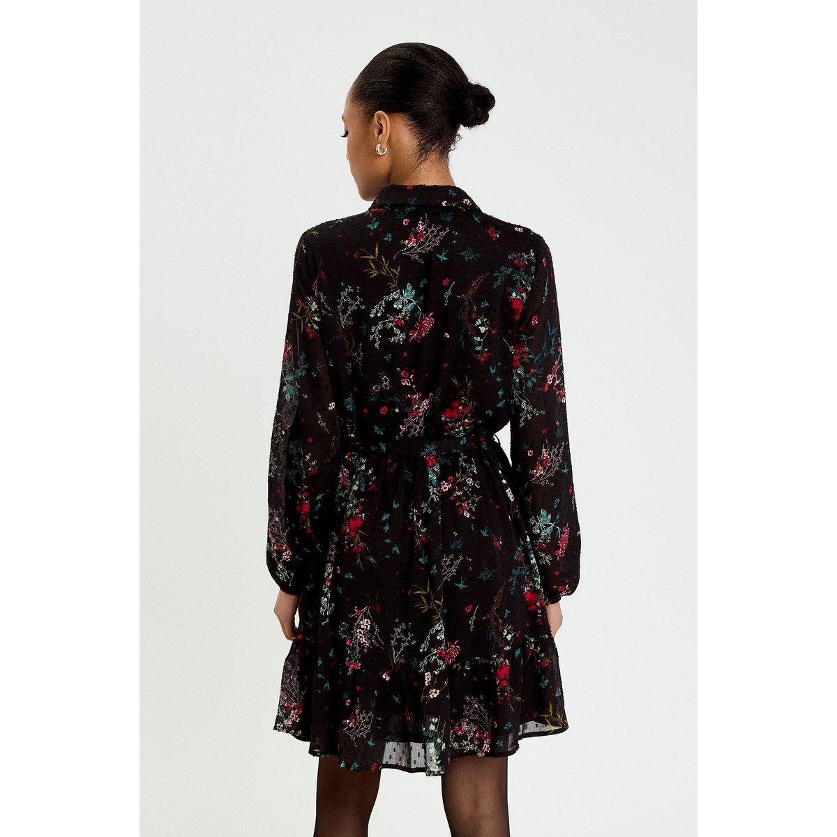 Robe évasée col chemise noir, CACHE CACHE
