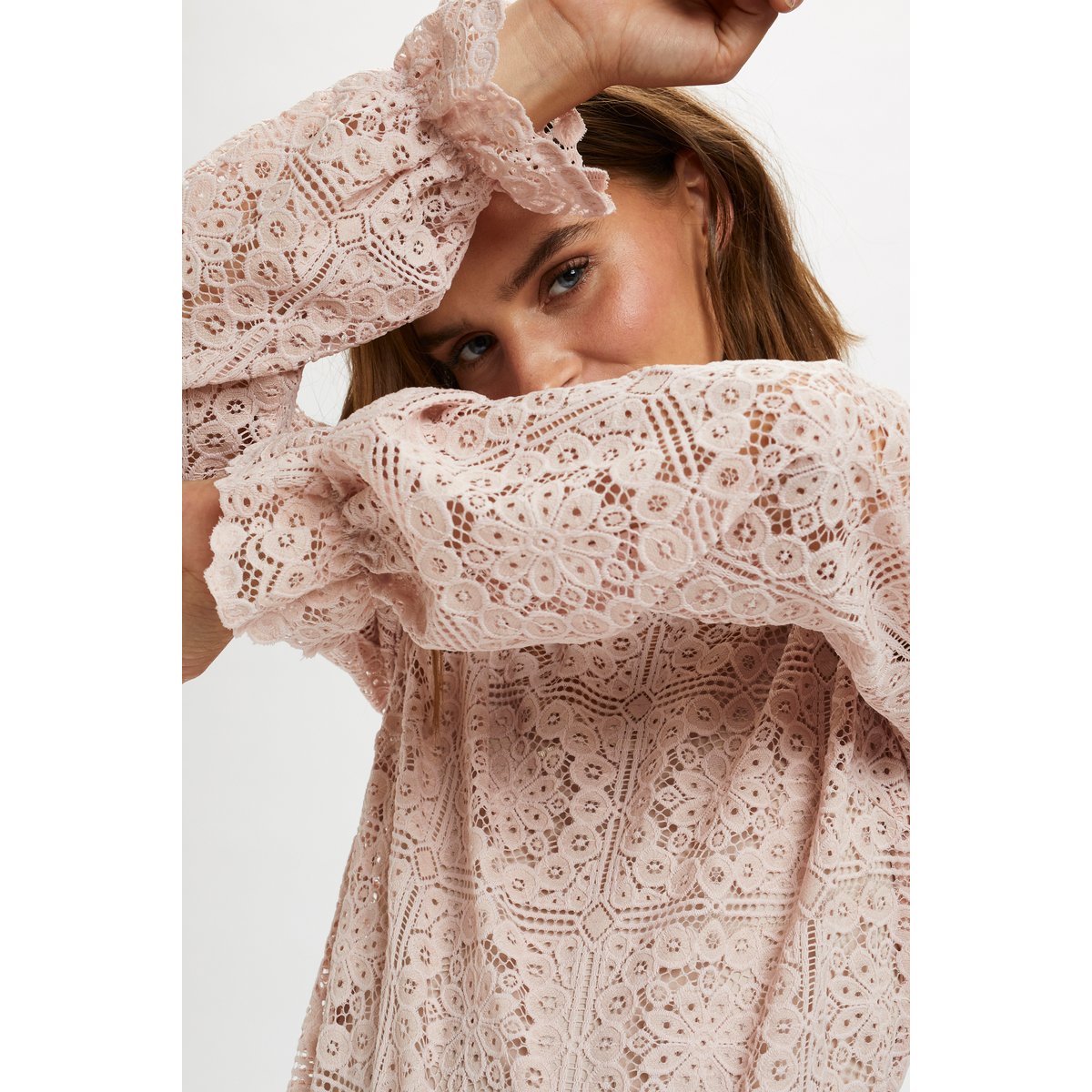 Long sleeved blouse rose burnished lilac, CREAM