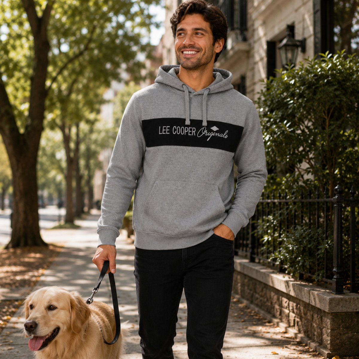 Sweat à capuche à cordon, poche kangourou DOWNTOWN gris, LEE COOPER