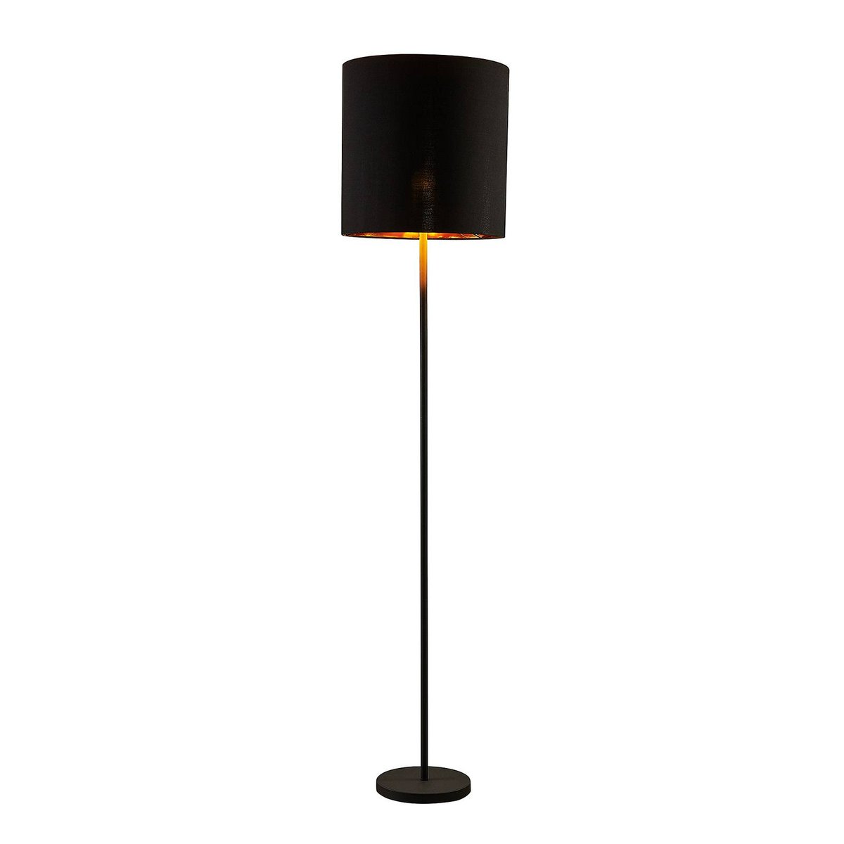 Lampadaire en textile moderne, Nymar noir, doré, LINDBY