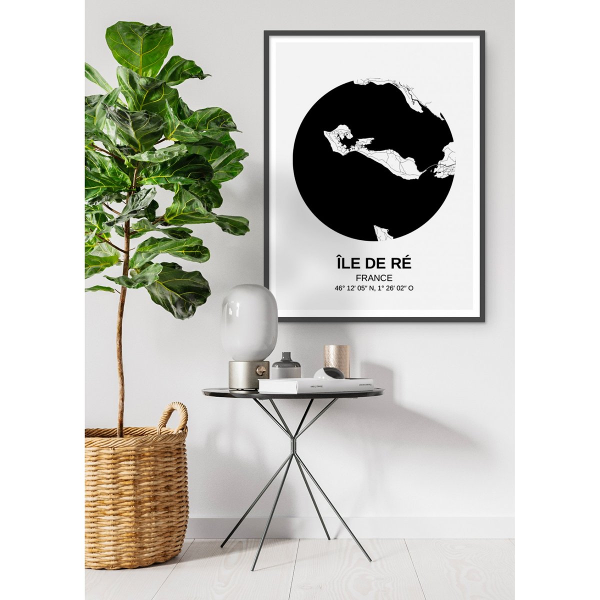 Affiche Carte Ile de Ré blanc, L'AFFICHERIE