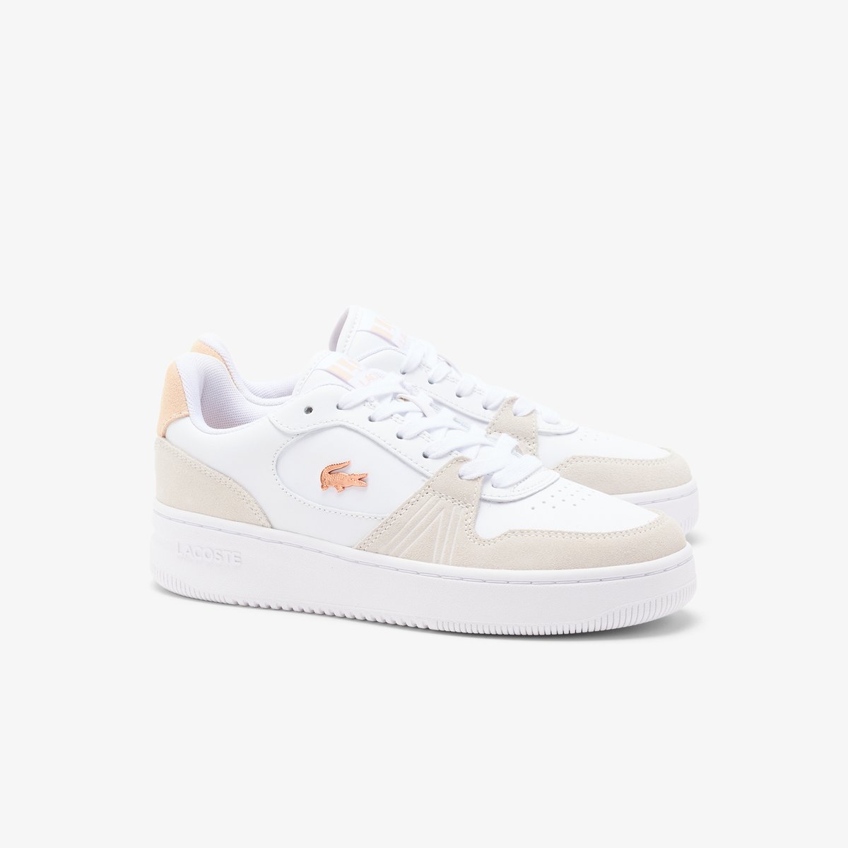 Sneakers L001 Set femme en suède blanc-1y9, LACOSTE