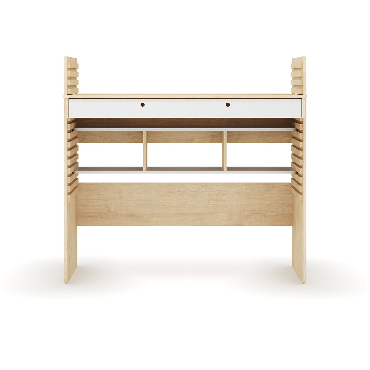 Bureau évolutif avec rangement LEWIS bois et blanc, AKITEN RETAIL