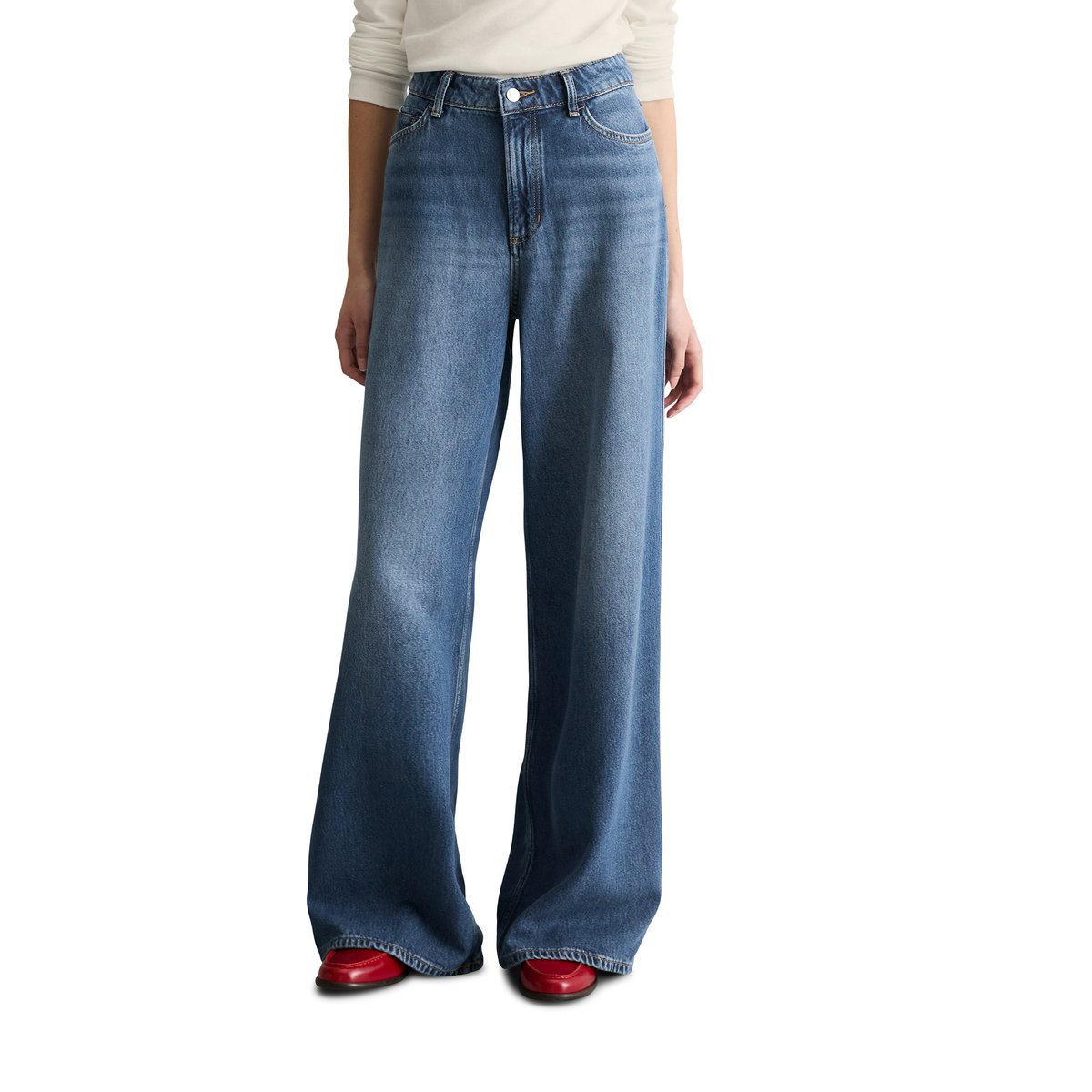 Jeans modèle Anjo large en mélange fluide de lyocell bleu moyen, MARC O’POLO DENIM