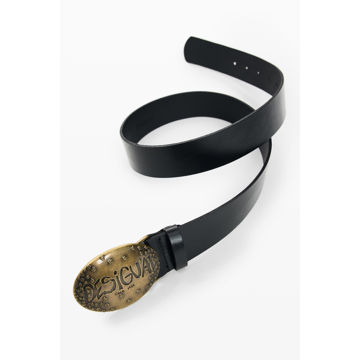 Ceinture cuir boucle logo noir, DESIGUAL