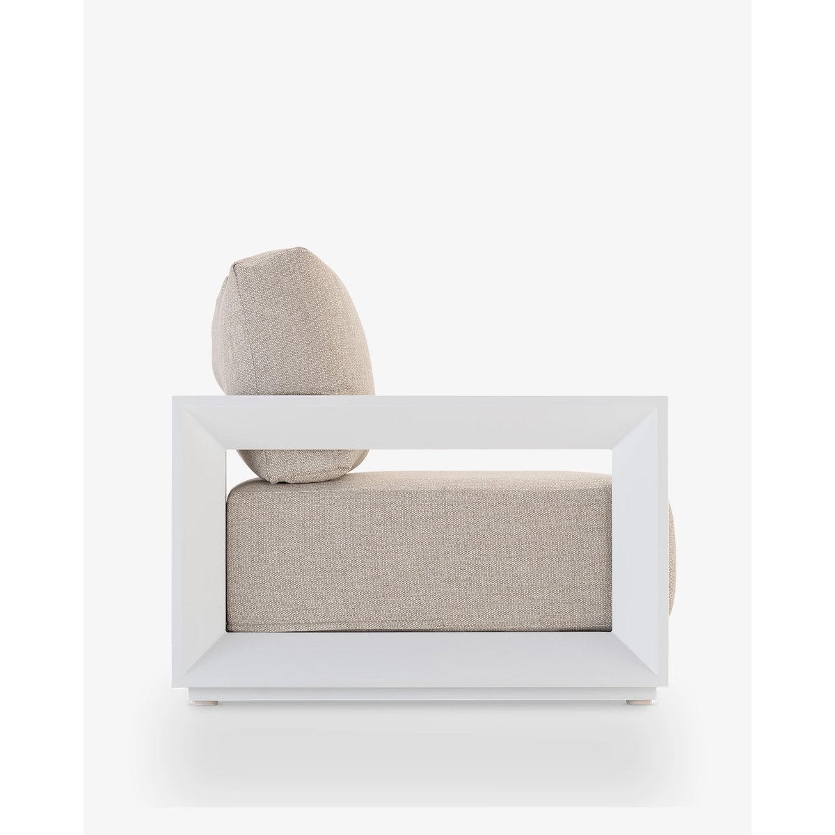 Salon de jardin 7 places, SAN FRANCISCO blanc, coussin beige, DEFORA HOME