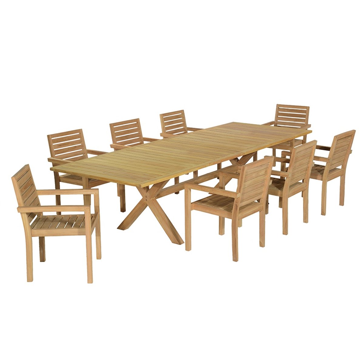 Salon de jardin teck massif Marsala, 8 places naturel, TECK ATTITUDE