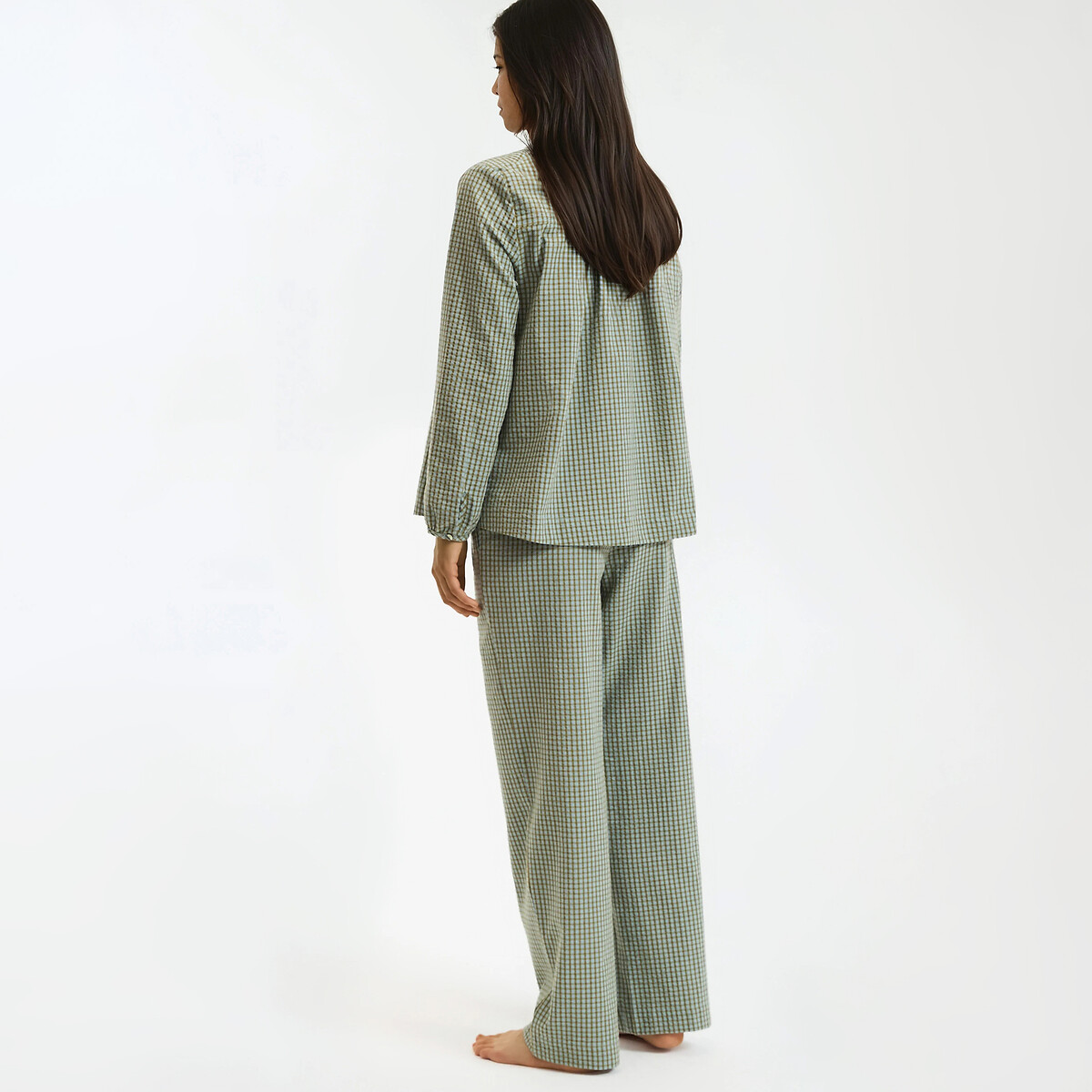 Gingham Print Pyjamas checked blue/green, LA REDOUTE COLLECTIONS