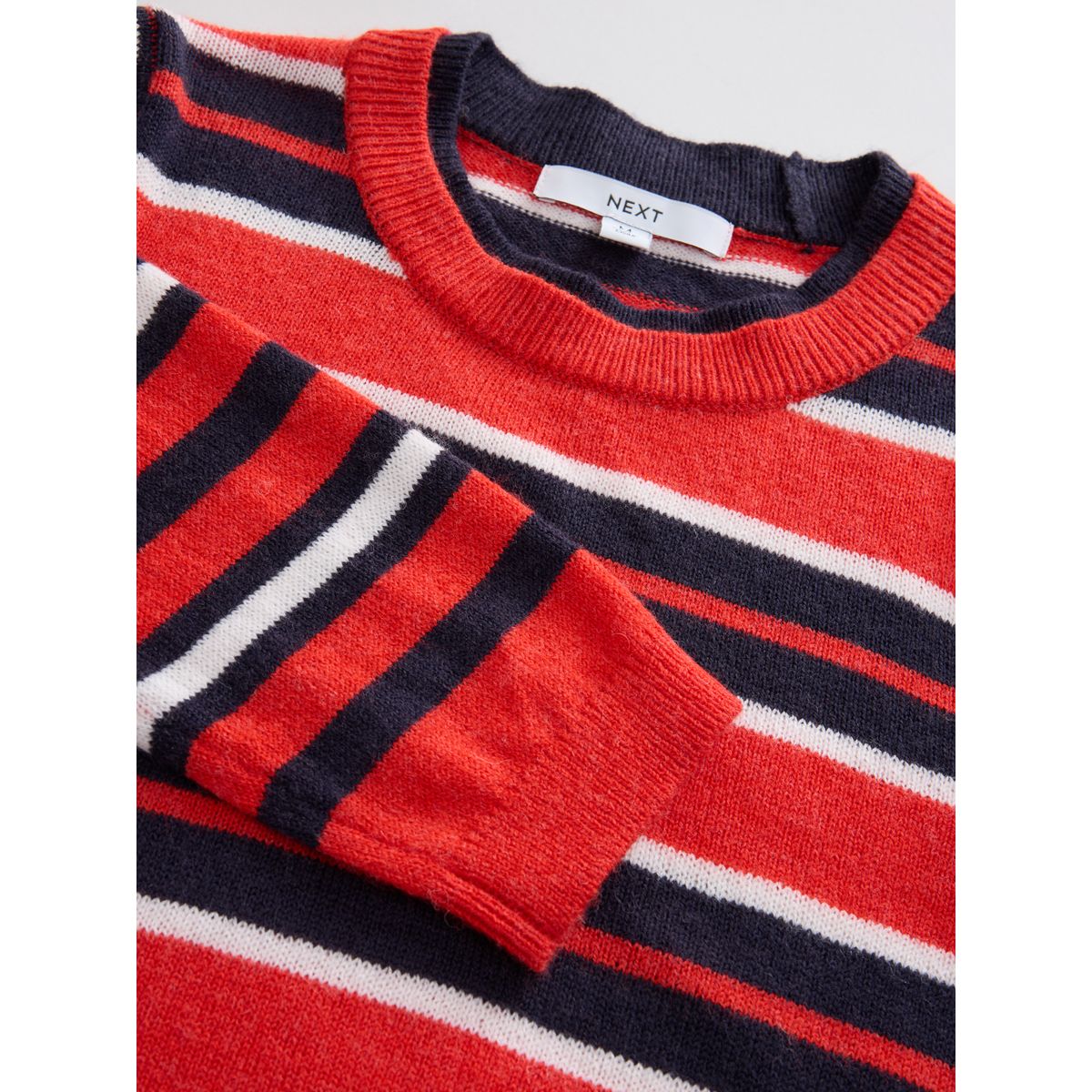 Haut en maille manches longues/superposition rouge/bleu marine rayé, NEXT