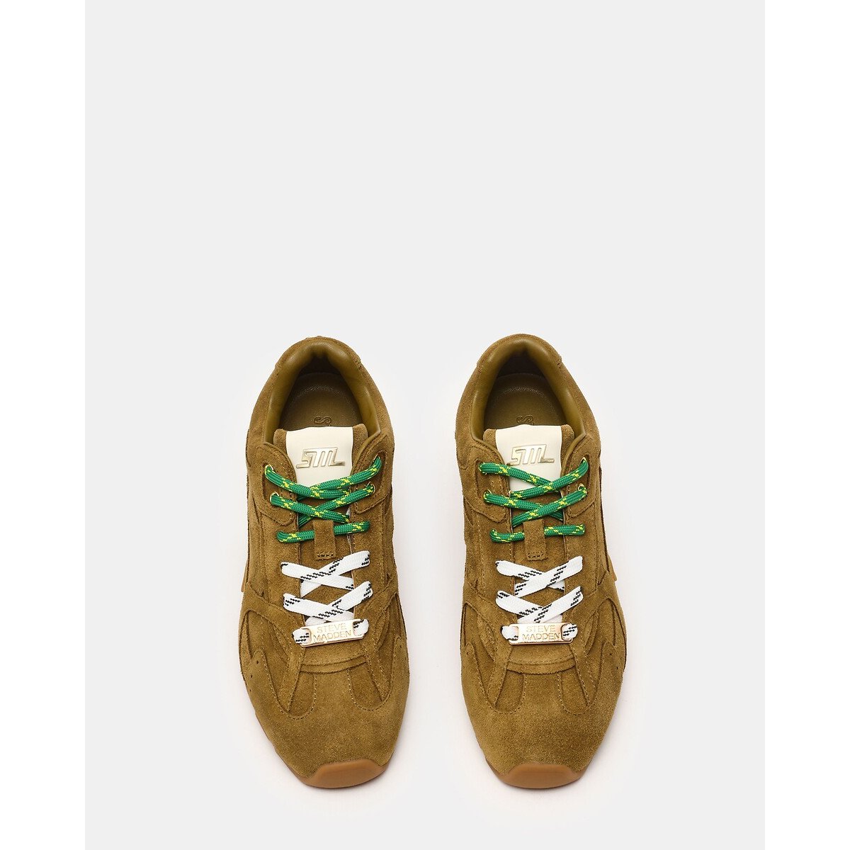 Sapatilhas em pele camurça, atacadores duplos, ASIEL caqui, STEVE MADDEN