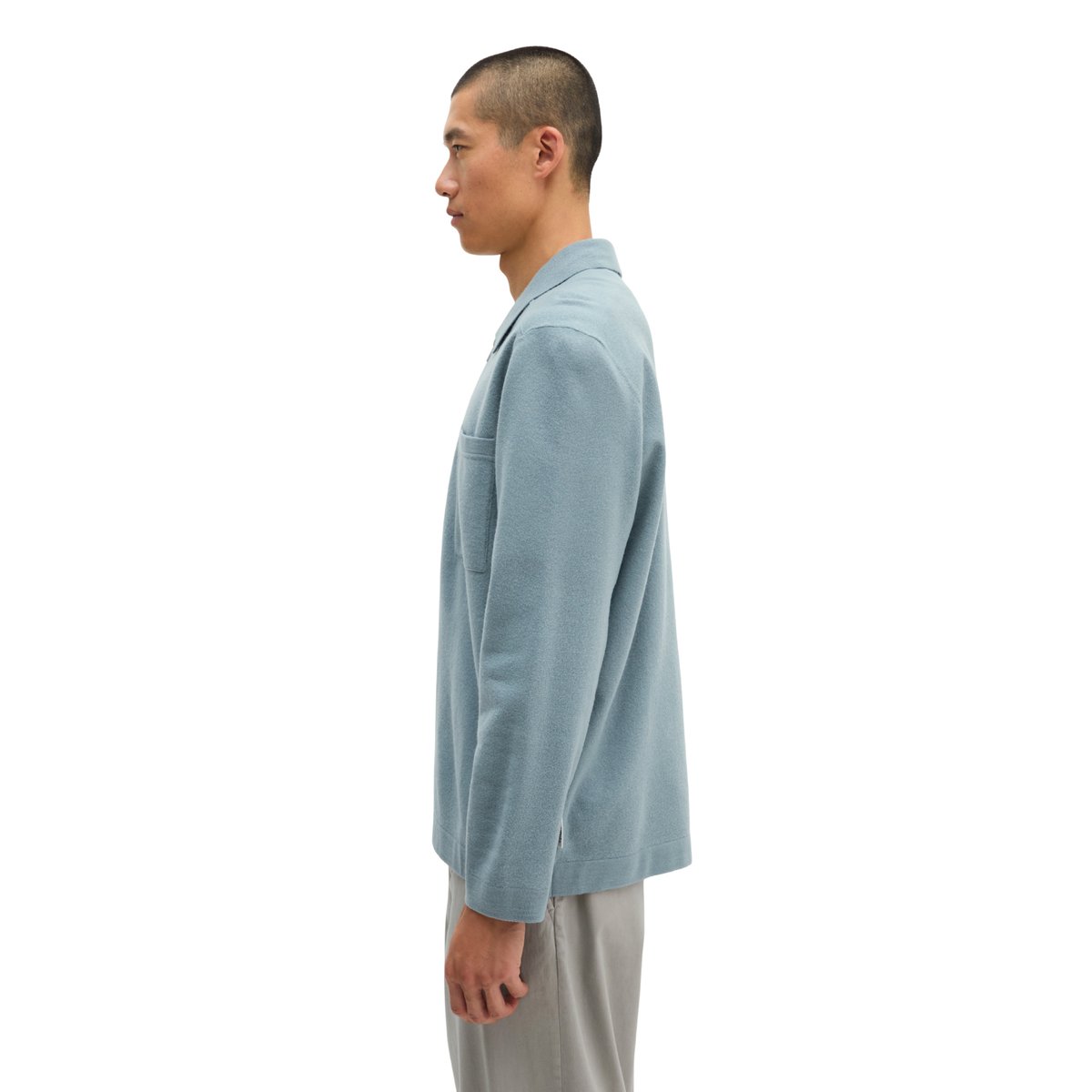 Cardigan overhirt regular en aspect compact de laine bouillie bleu clair, MARC O'POLO
