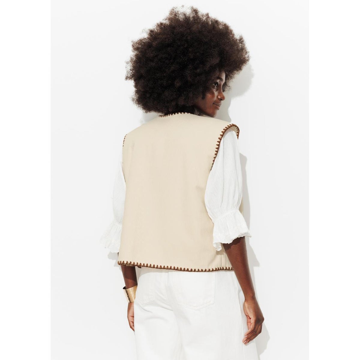 PALOMA veste réversible brodée ecru, PROMOD