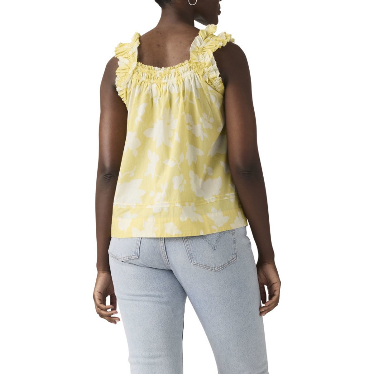 Débardeur en coton jaune floral avec une coupe ample et un col rond jaune, LEVI'S