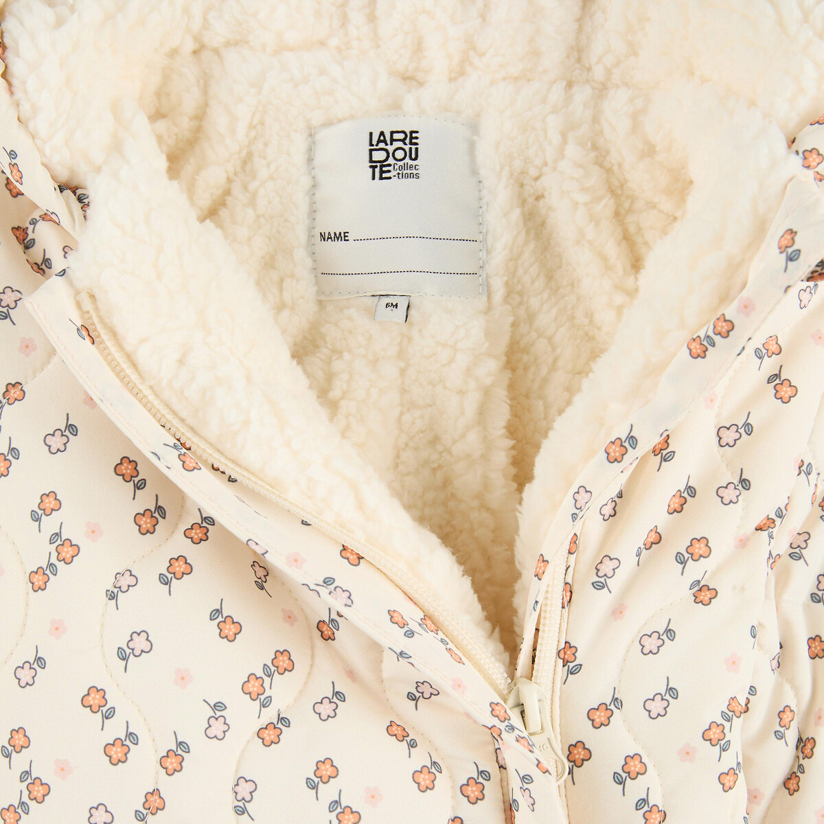 Combipilote à capuche, avec doublure sherpa, imprimé fleurs ecru, LA REDOUTE COLLECTIONS