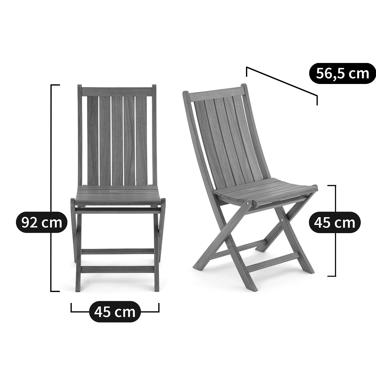 Set van 2 plooibare tuinstoelen in acacia, Palera acacia, LA REDOUTE INTERIEURS