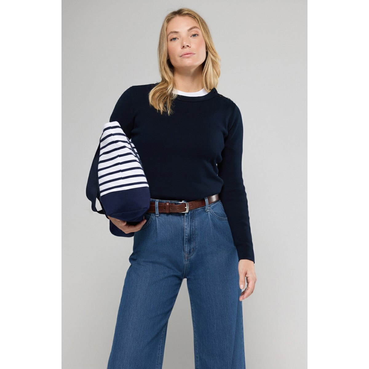 Pull marin en coton GROIX rich navy, ARMOR-LUX