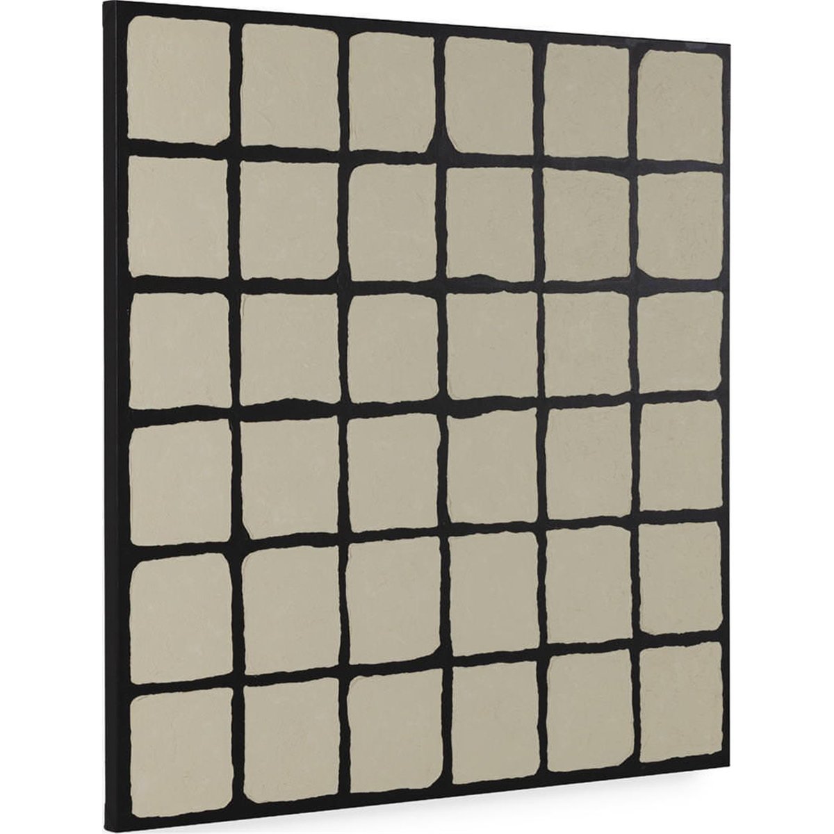 Toile tableau abstrait texturé fait main blanc et noir, RECOLLECTION