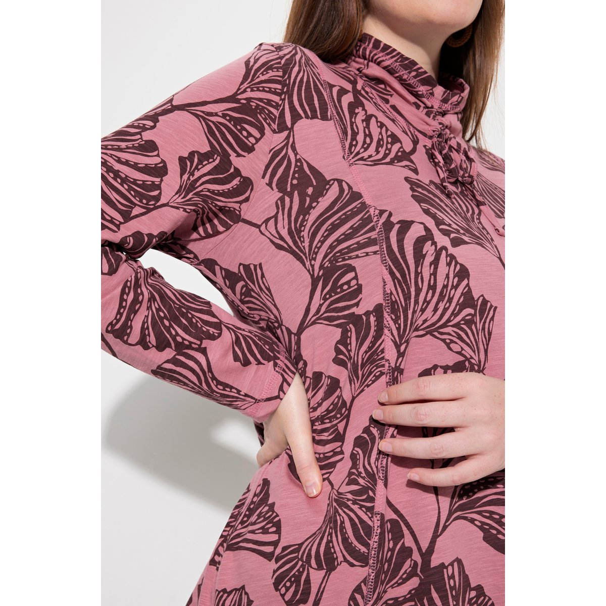 T-shirt imprimé feuilles vieux rose, ULLA POPKEN