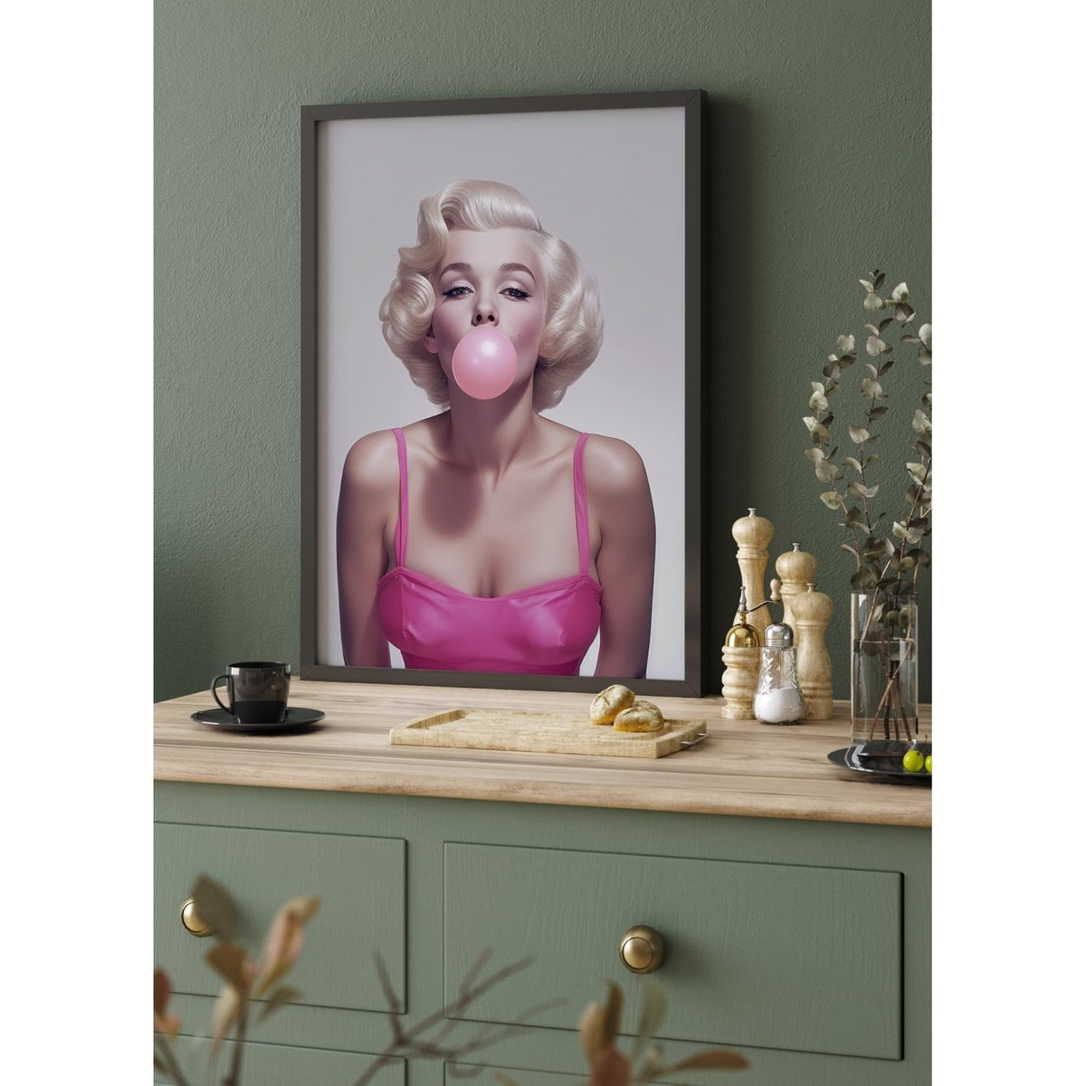 Affiche Marilyn Bubblegum Pop Art blanc, L'AFFICHERIE