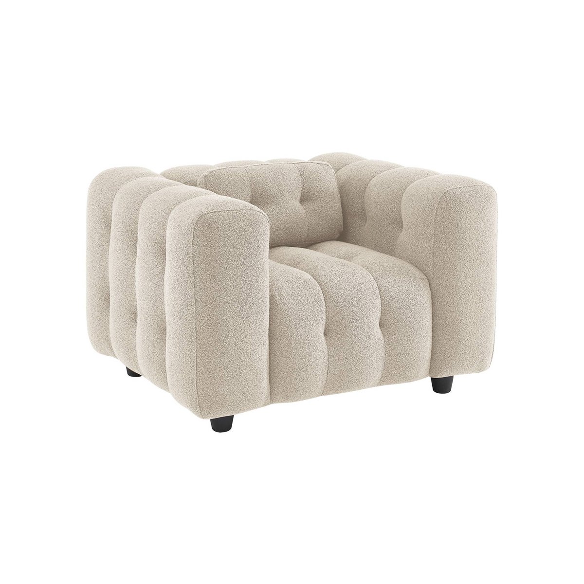 Fauteuil capitonné tissu bouclette texturée LEON beige, SWEEEK