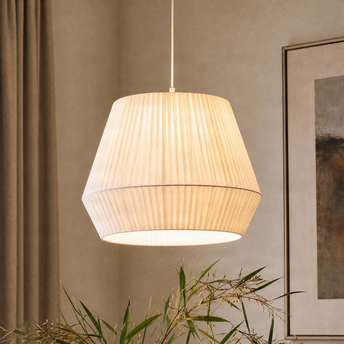 Suspension en textile scandinave, Vitore blanc, LINDBY