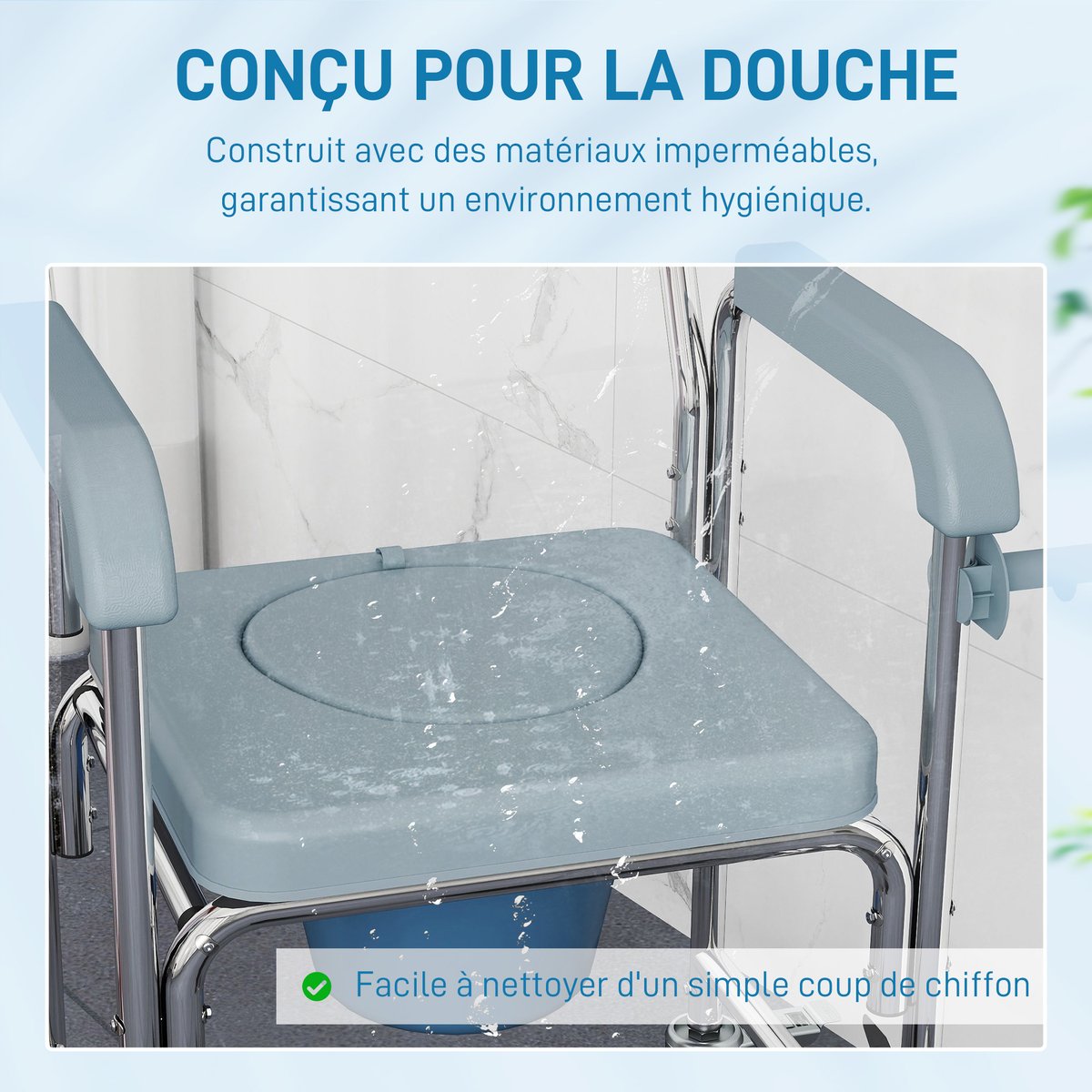 Fauteuil roulant avec cuvette Aluminium Gris gris, HOMCOM
