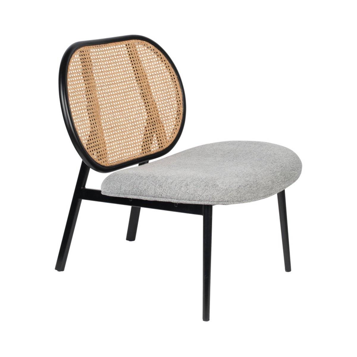 Fauteuil lounge en tissu et cannage - SPIKE gris, ZUIVER