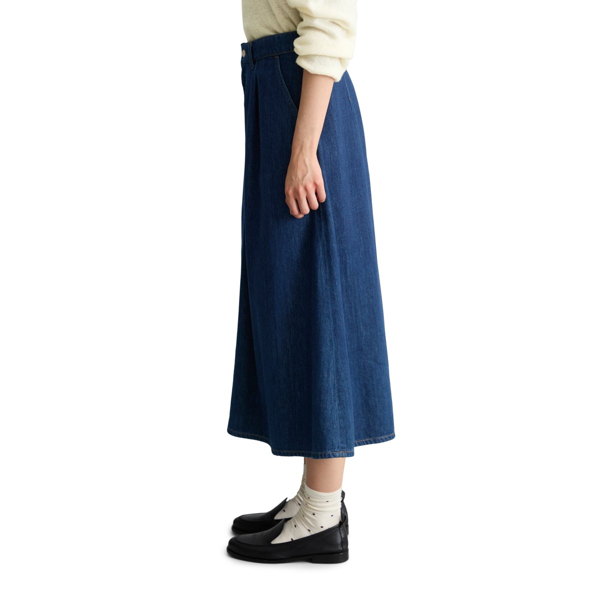 Jupe en jean évasée réalisé avec Orange Fiber bleu, MARC O’POLO DENIM