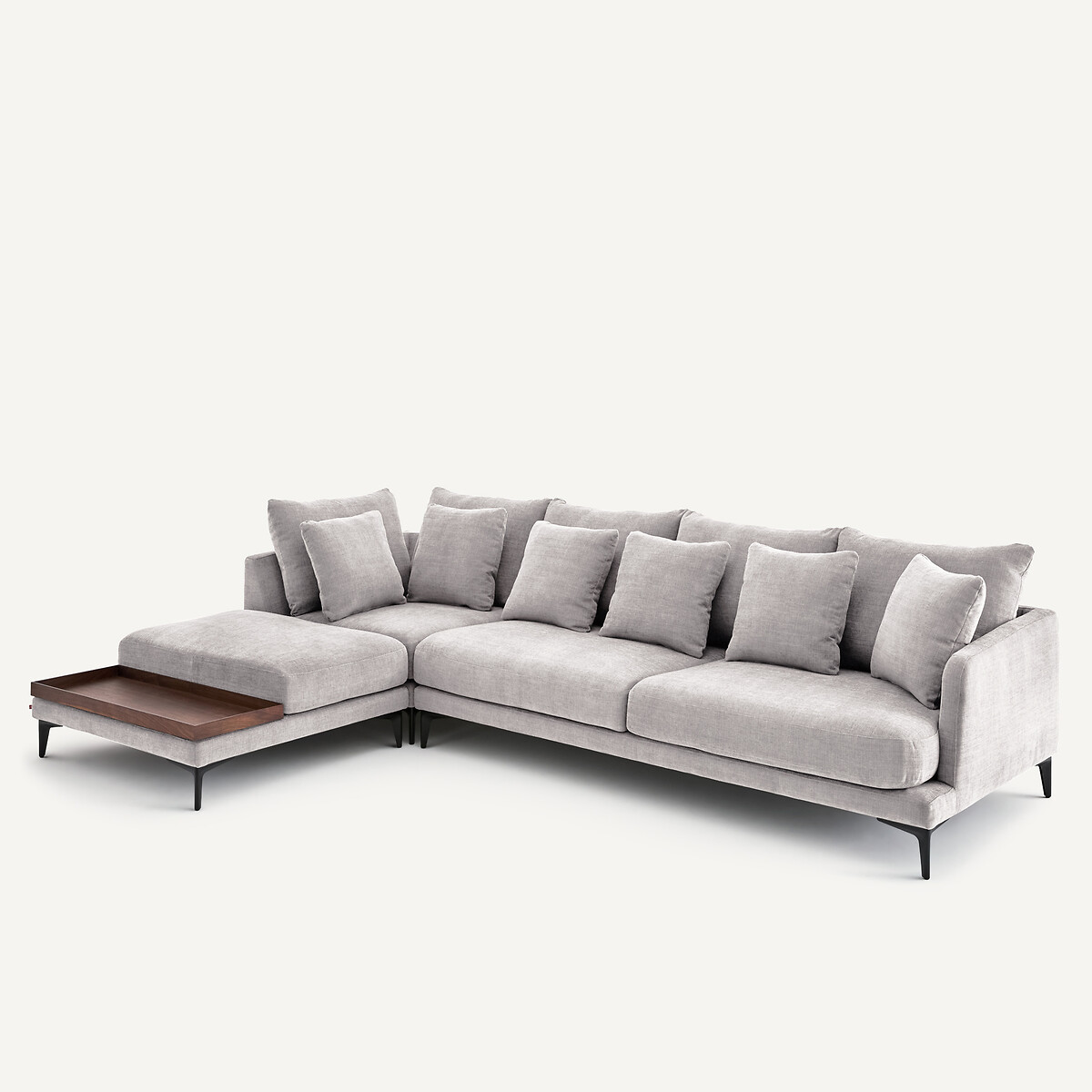 Canapé d'angle en polyester coton, MODERNISTE gris clair, EMMANUEL GALLINA X AM.PM
