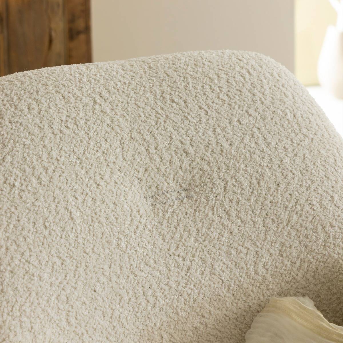 Fauteuil en tissu bouclette AMANDINE blanc, MADE IN MEUBLES