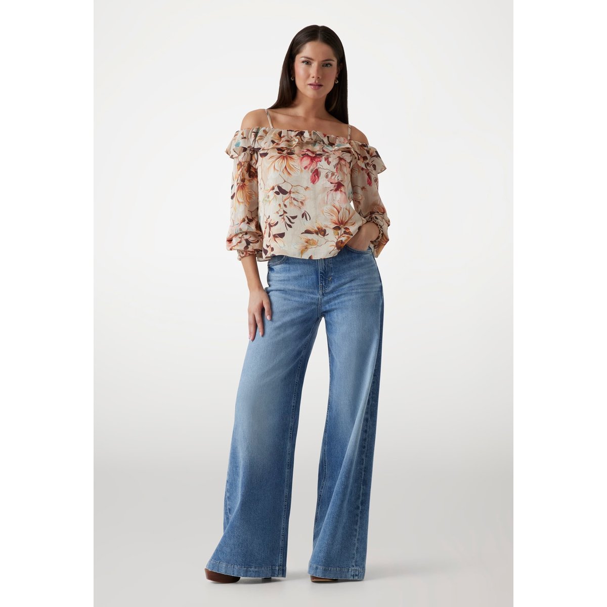 Blouse Mousseline Imprimée fantaisie florale, GUESS
