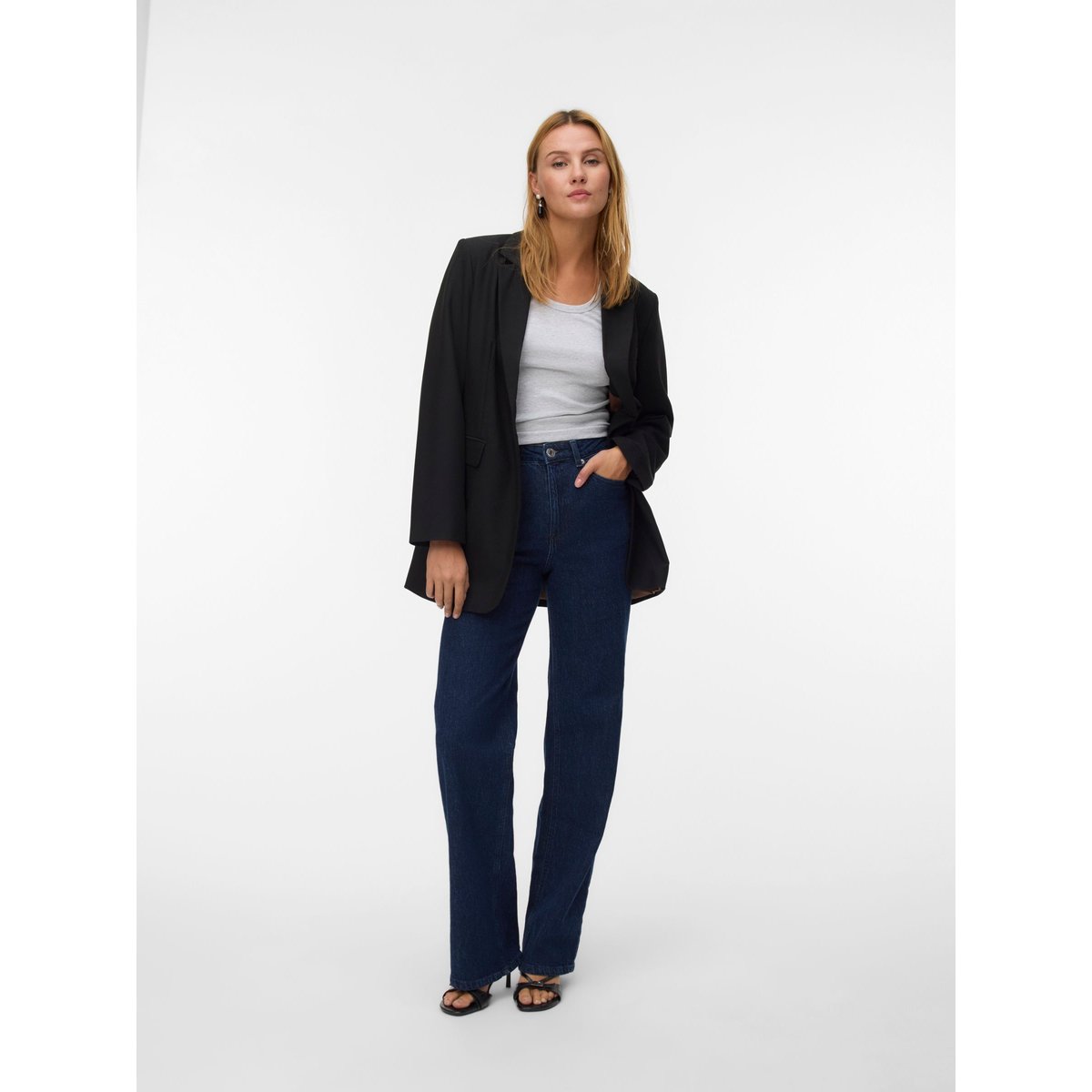 Jean À Coupe Large dark blue denim, VERO MODA