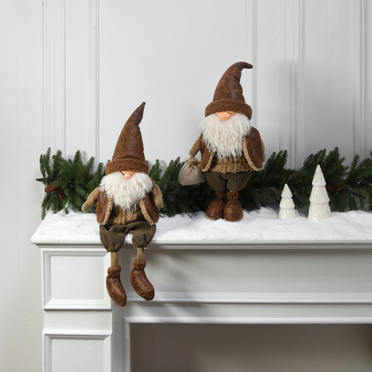 Figurine père noël à asseoir décorative artificielle H71 CLAUS marron, SIA DECO