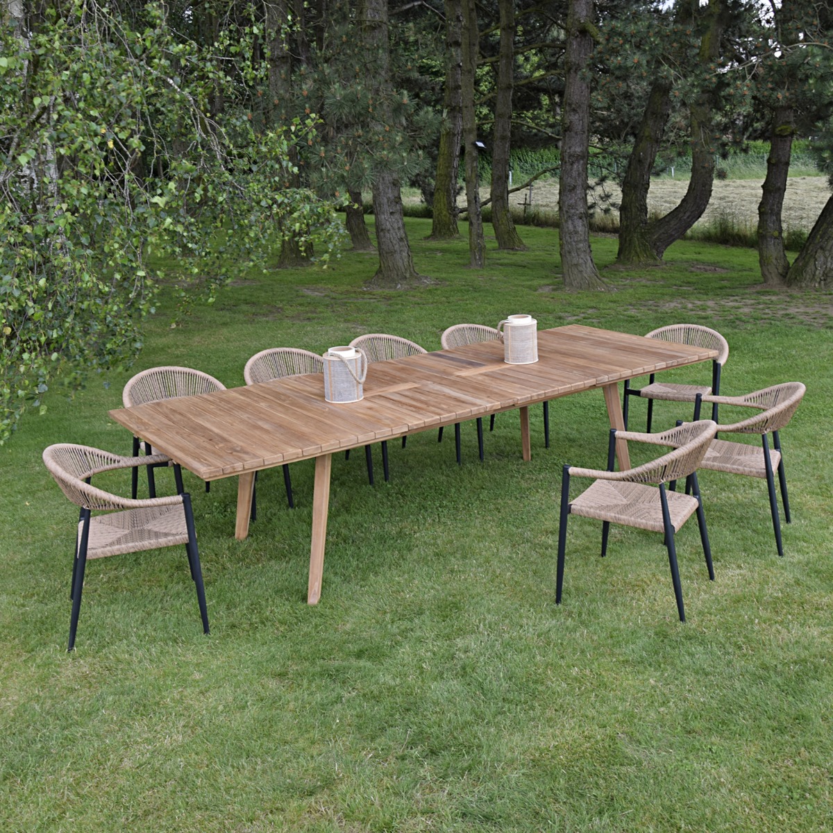 Table extensible rectangulaire teck massif 190/290 cm Flora XL naturel, TECK ATTITUDE