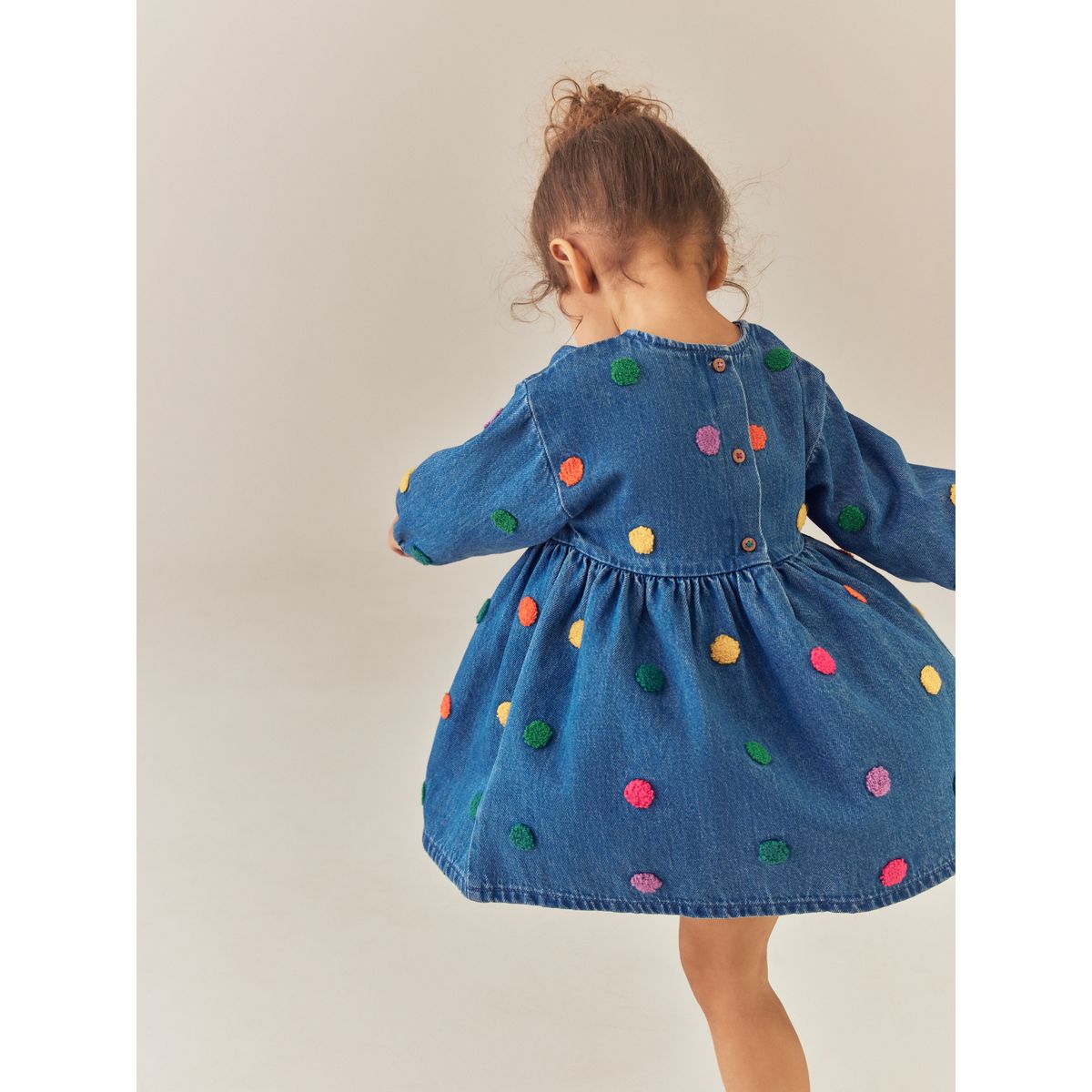 Robe en tissu bouclé à pois/manches longues jena bleu, NEXT