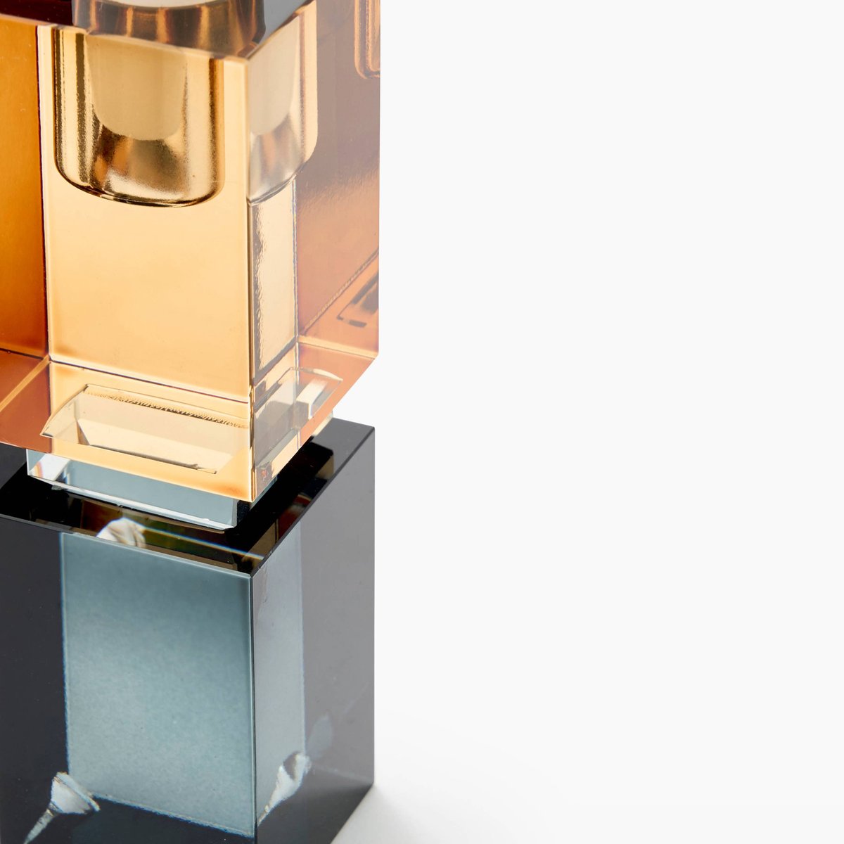 Bougeoir crystal cubes GM, 3,8Xh12.7 ambre, MONOPRIX