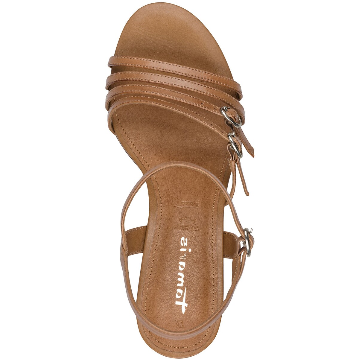 Sandali con tacchi, in pelle cognac, TAMARIS