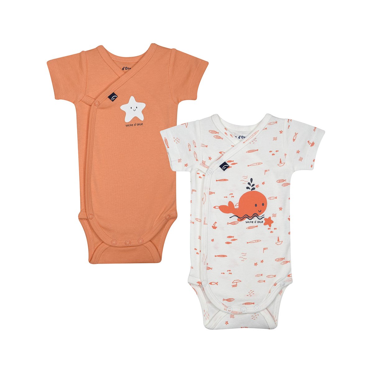 Lot de 2 bodies laiba ouverture devant naissance orange, SUCRE D'ORGE