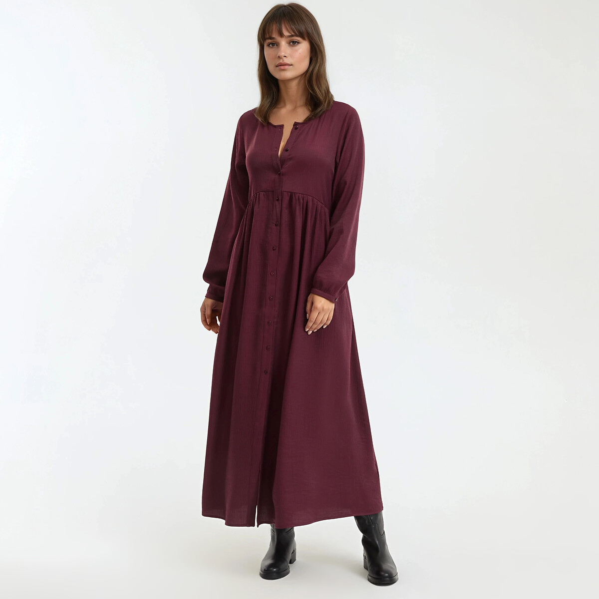 Robe longue, manches longues Signature SUZIE rouge bordeaux, LA REDOUTE COLLECTIONS