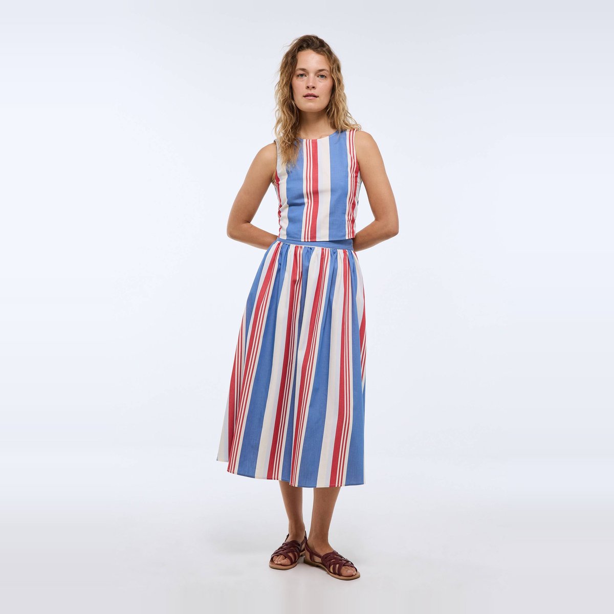 Jupe midi imprimée en coton BIO GOTS riviera, MONOPRIX