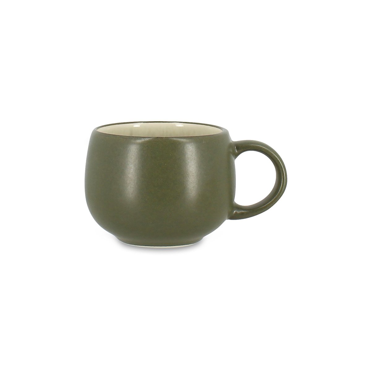 Lot de 6 tasses 22cl avec soucoupes en grès, OLI vert, OGO LIVING