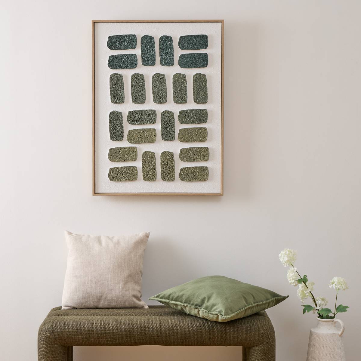 Toile en relief abstraite ALADJI vert, ATMOSPHERA