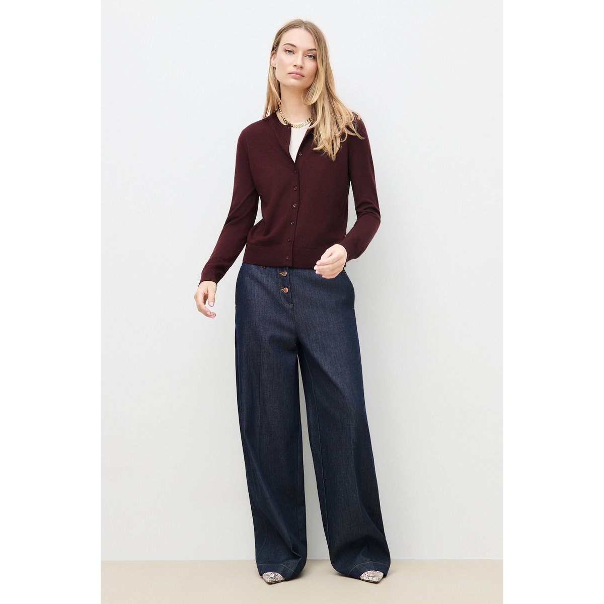 Pull droit col rond MADELINA bordeaux, CAROLL